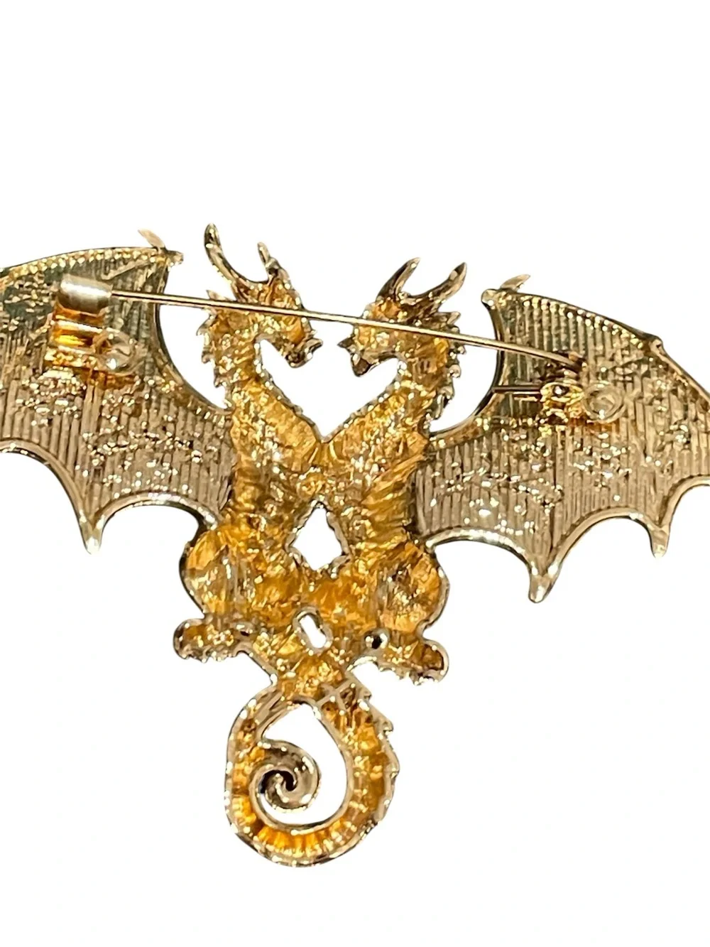 Chinese porcelain art Double-Headed Dragon Brooch
